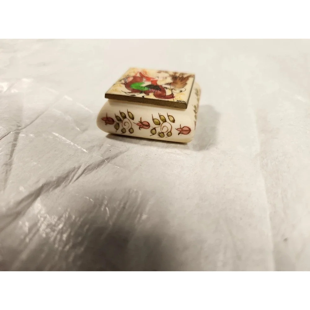 Miniature Turkish trinket box hand painted Ornate tiny